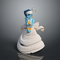 Blue Skinned Game And Movie Character In White Gown With Heart Headpiece And Flowers