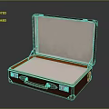 Open Brown Leather Suitcase With White Interior Orange Trim And Metal Locks