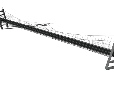 Suspension Bridge Architectural Structure With Main Cables And Tall Support Towers 3d model