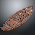 Traditional Wooden Boat With Storage Compartments And Small Cabin For Water Transportation