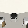 Stylish Modern Round Stools With Upholstered Seats Wooden Bases And Metal Frames