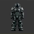 Futuristic Sci Fi Character In Metallic Armor With Helmet Standing Pose