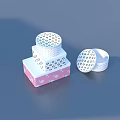 Stacked Round Decorative Boxes With Polka Dots Flower Patterns Pink White Colors And Open Lid
