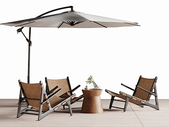 Outdoor Leisure Chair Outdoor Table and Chair Rattan Chair Sunshade 3d model