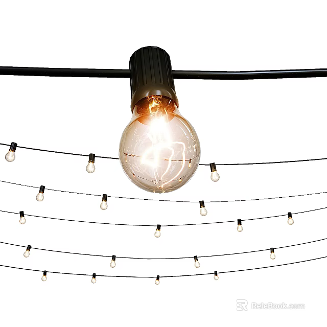 Decorative String Lights With Vintage Bulb For Warm Ambient Hanging Lighting 3d model 