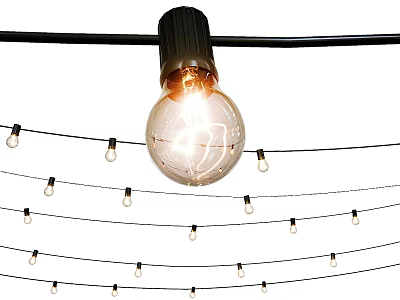 Decorative String Lights With Vintage Bulb For Warm Ambient Hanging Lighting 3d model