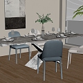 Modern Dining Table Chair Combination Dining Table Chair 3d model