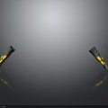 Black And Yellow Screwdrivers With Wasp Like Stripes On Shiny Black Surface