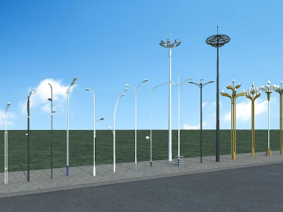 Outdoor Lights With Various Designs In White Black Gold For Street Park 3d model