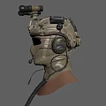 Tactical Helmet with Camouflage Design Mounted Binoculars Headphones and Microphone and Sunglasses for Military Use