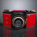 Vintage Kodak Camera With Red And Black Body Classic Lens And Control Knobs 3d model