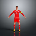 Men's Red Bayern Munich Soccer Jersey Number 25 With Yellow Athletic Shoes