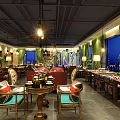 Cozy Café Interior Design With Comfortable Seating Hanging Lights And Green Plants