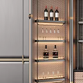 Elegant Modern Wine Cabinet With Double Doors Glass Shelves And Wine Bottles