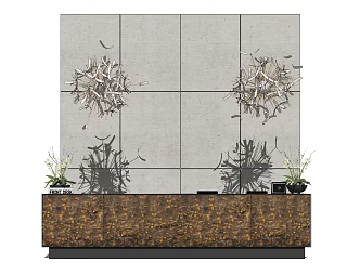 Modern reception desk Hotel service desk Chandelier 3d model