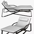 Modern Lounge Chair with Metal Frame White Cushion and Ergonomic Design