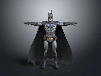 Batman 3D Character Model With Armored Suit Cape And Outstretched Arms 3d model