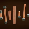 Various Styles Of Wooden Columns With Square Bases On Dark Brown Background