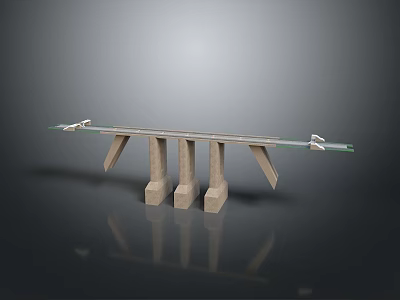 Modern Concrete Legs Glass Top Table Design For Interior Decor Spaces 3d model
