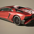 Red Sports Car With Sleek Design Scissor Doors Sharp Headlights And Black Wheels