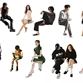 Diverse Group of People in Various Poses Wearing Stylish Casual Outfits