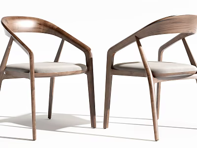 Leisure Accent Chairs With Modern Wooden Frame Curved Backrest And Padded Seat Design 3d model