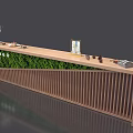 Wooden Reception Desk With Green Moss Wall Logo Slatted Design And Decorative Items