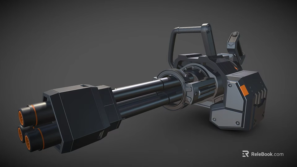 Futuristic Heavy Weapon With Multiple Barrels Metallic Structure And Mechanical Details 3d model 