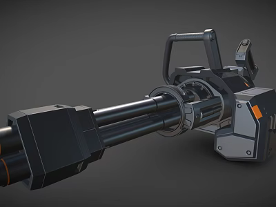 Futuristic Heavy Weapon With Multiple Barrels Metallic Structure And Mechanical Details 3d model