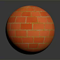 Orange Brick Pattern Sphere With Glossy Surface And Reflective Base