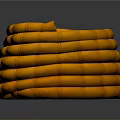 Orange Multiple Layered Spiral Stacked Tubular Object With Bamboo Texture On Dark Background And Reflection