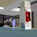 Modern Shopping Mall Lobby with Brand Stores Advertising Display Shiny Floor and People Walking