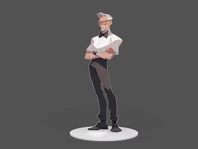 Character Waiter Elderly Waiter Fashion Wear Cartoon Character Cartoon Character Cartoon Character Movie Character Game Character Hand-held Silhouette Arrogant 3d model