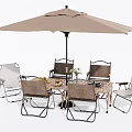 Outdoor Garden Table Set With Umbrella And Comfortable Chairs For Patio Dining
