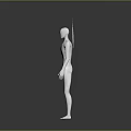 Game and Movie Character Silver Metallic Humanoid With Smooth Surface Standing Pose