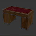 Traditional Wooden Writing Desk With Red Carved Top And Classic Sturdy Legs Design