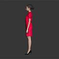 Elegant Red Short Sleeved Fitted Dress Modern Stylish Design For Women