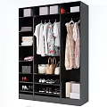 Organized Black Wardrobe Storage With Dresses Shirts Shoes Bags And Accessories