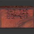 Red Wooden Carved Box Decorative Ornament Set with Intricate Patterns for Home Decor
