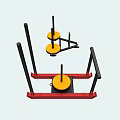 Red Black Frame Playground Equipment With Yellow Round Parts And Horizontal Bars