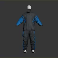 Casual Sporty Gray And Blue Tracksuit Set With Jacket Pants And White Cap