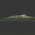 3D Terrain Model Visualization With Green Yellow Terrain And Snow Capped Mountains