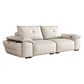 Modern Light Beige Leather Two Seater Sofa with Cushioned Seats and Armrests 3d model