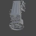 Detailed Automotive Engine With Cylinder Head Piston And Mechanical Components