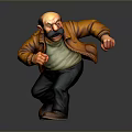 Cartoon Man In Brown Jacket Green Pants And Brown Shoes Running Pose