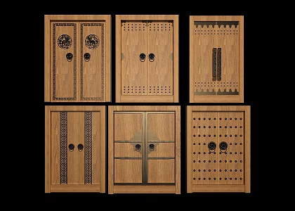 Chinese style door double door shop hand 3d model