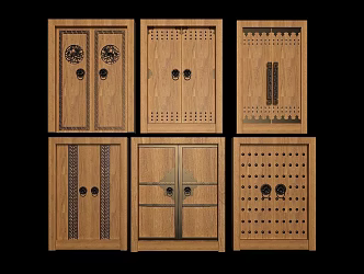 Chinese style door double door shop hand 3d model