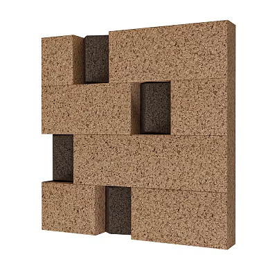 Textured Wall Panel Design Featuring Brown And Black Interlocking Square Block Pattern 3d model