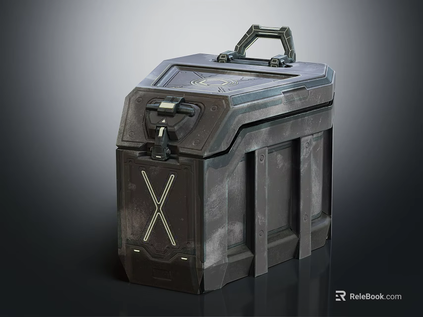 Durable Military Tactical Case With Metal Texture Handle Lock And X Mark Design 3d model 