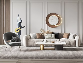 Modern sofa coffee table combination 3d model